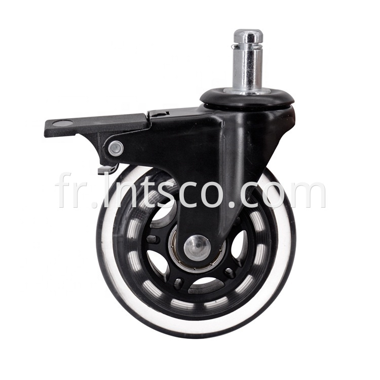 75mm Furniture Transparent PU Brake Casters